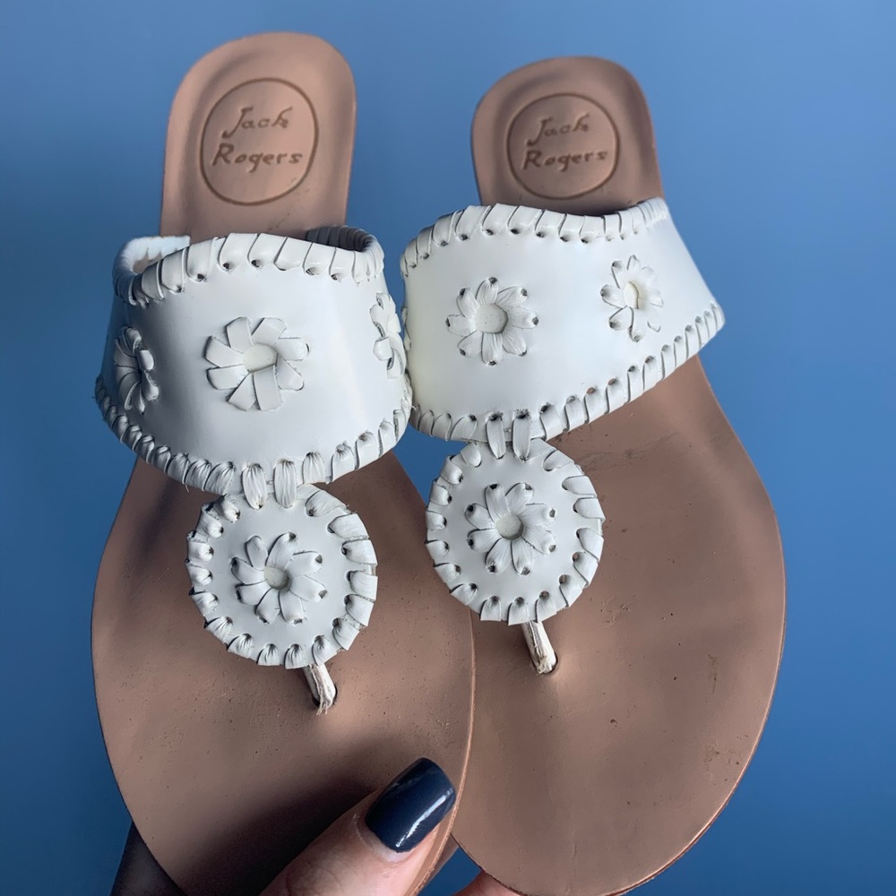 WHITE JACK ROGERS WEDGE SANDAL